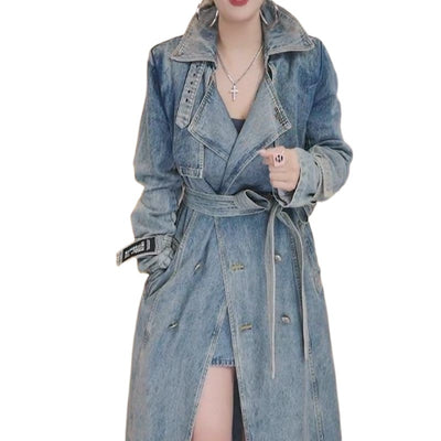 Abrigo Trinchera Denim Retro con Personalidad - Image 5
