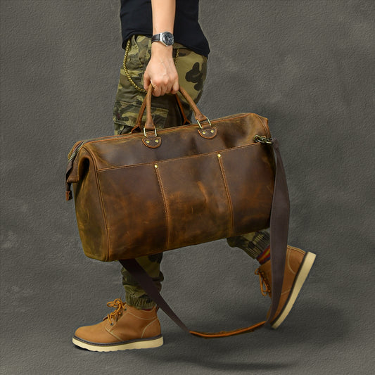 Bolsa de Viaje Cuero Genuino Capacidad Extra Grande para Hombre
