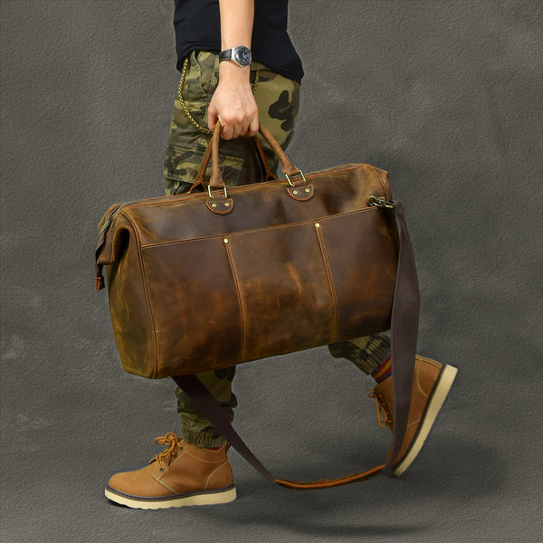 Bolsa de Viaje Cuero Genuino Capacidad Extra Grande para Hombre