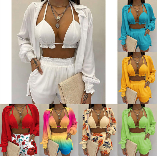 Traje de Baño de Tres Piezas Estilo Playa para Mujer - Image 2