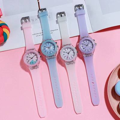 Reloj Infantil de Silicona con Luz y Patrón de Frutas - Image 31