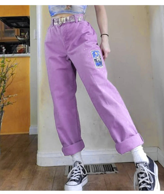 Jeans Morados Holgados de Cintura Media para Mujer - Image 10