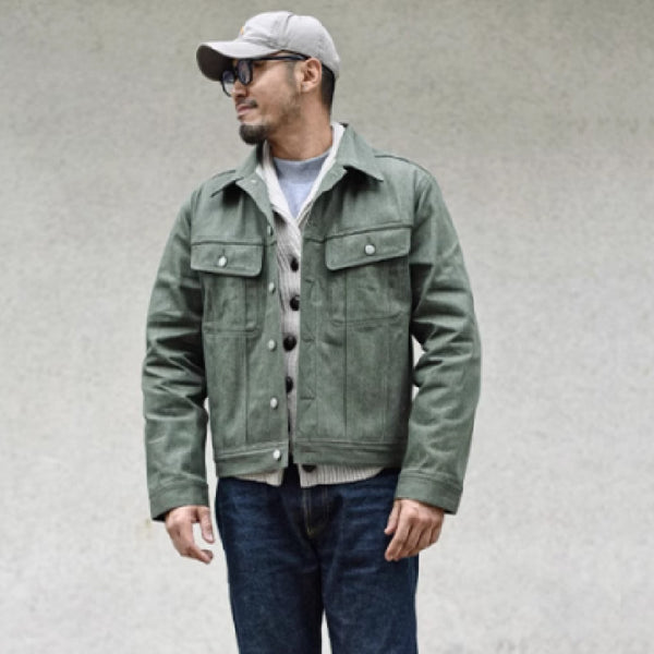 Chaqueta de Trabajo Denim Retro Vulcanizado 100% Algodón Puro para Hombre
