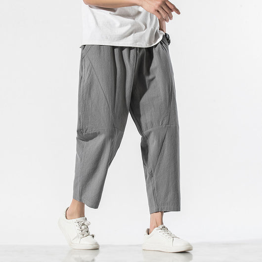 Pantalones Casuales Talla Grande Hombre - Corte Recto Algodón Lino Estilo Retro - Image 4