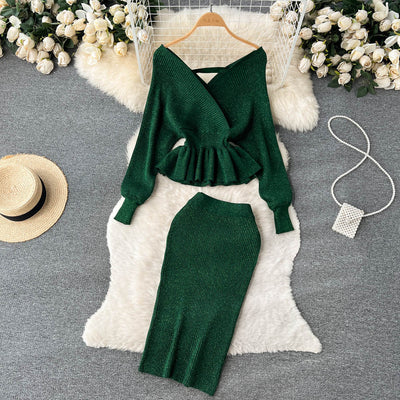 Conjunto Falda Suéter Escotado con Volantes - Image 14