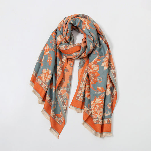 Bufanda de Cachemira con Diseño Étnico Floral Peonía Retro - Image 6