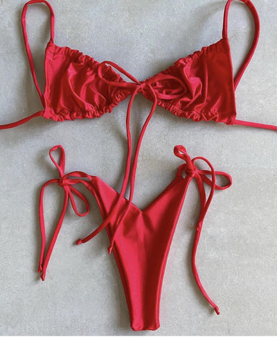 Bikini Deportivo de Tiras Ajustables en Color Sólido - Image 11