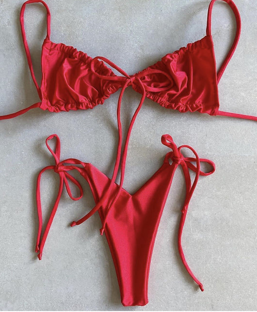 Bikini Deportivo de Tiras Ajustables en Color Sólido - Image 11
