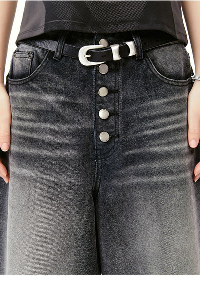 Pantalones Cortos Estilo Retro Americano Lavado Blanco con Detalles Desgastados - Image 7