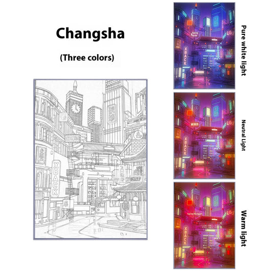 Lámpara LED 3D Pintura Luminosa - Cuadro Decorativo Changsha Noche - Image 6
