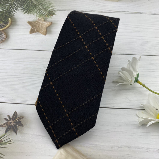 Corbata Escolar Británica de Invierno - Algodón Lino a Rayas Marrón con Cuadros - Image 13
