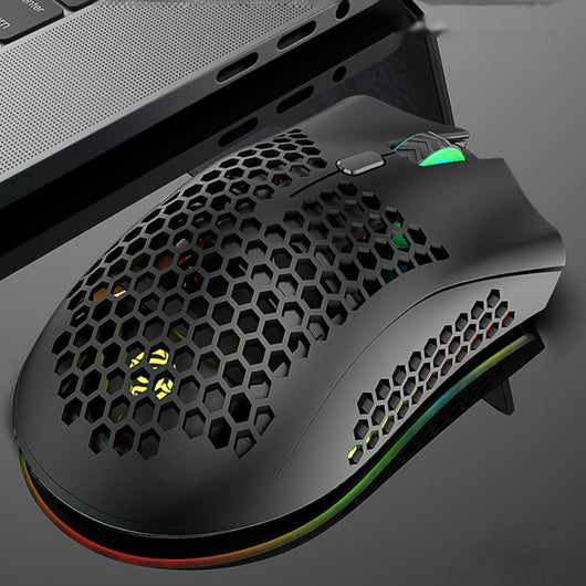 Ratón Inalámbrico Gaming con Diseño Hueco y Carga Luminosa
