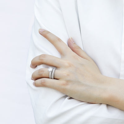 Anillo de Plata Esterlina para Pareja con Circón Brillante - Image 8