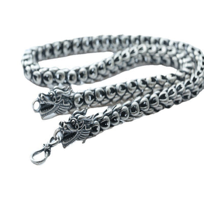 Collar Vintage Cabezas de Dragón Doble Plata S925 con Escamas - Image 4