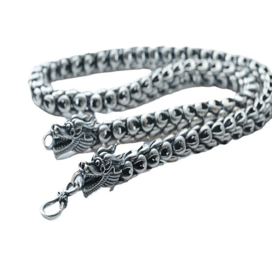 Collar Vintage Cabezas de Dragón Doble Plata S925 con Escamas - Image 4