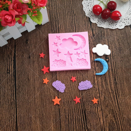 Molde de Silicona para Fondant con Diseños de Nube, Luna y Estrella - Image 11