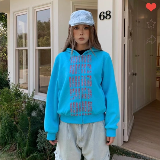 Sudadera Hoodie Suelta con Estampado de Letras