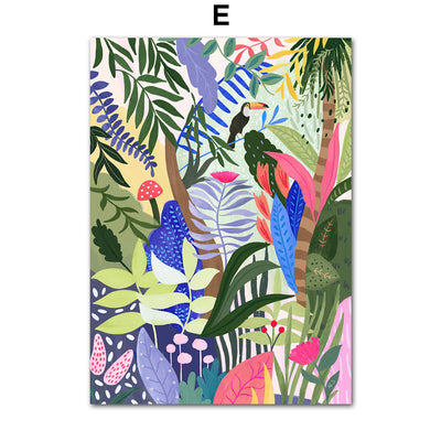 Lienzo de Pared Jungle Tropical con Koala, Tigre, Leopardo y Flores - Image 17