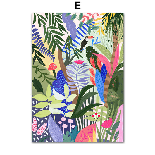Lienzo de Pared Jungle Tropical con Koala, Tigre, Leopardo y Flores - Image 17