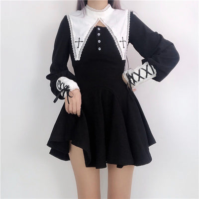 Vestido Gótico Monja María de Encaje Negro - Image 10