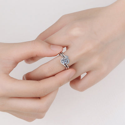 Anillo Apilable Doble Capa Mossan Stone - Diseño Versátil 2 en 1 - Image 10