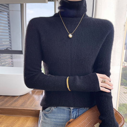 Suéter de Cuello Alto Tejido en Lana para Otoño e Invierno - Ajuste Slim - Image 14