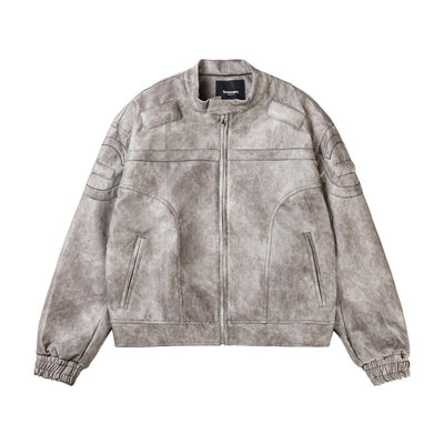 Chaqueta Motociclista de Cuero PU con Efecto Mármol y Cuello Alzado - Image 17
