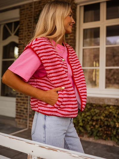 Chaleco Cardigan a Rayas con Botones - Image 12