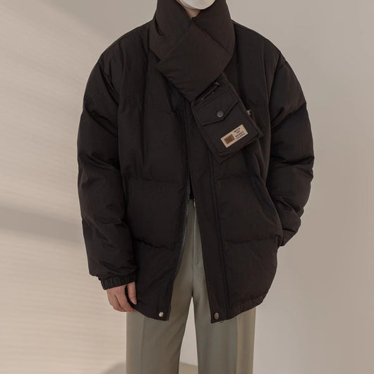 Abrigo Corto Acolchado con Cuello Elevado y Diseño de Bufanda en Plumón de Pato 90% - Image 9