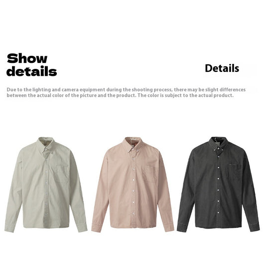 Camisa Retro Americana de Color Sólido para Otoño - Image 10