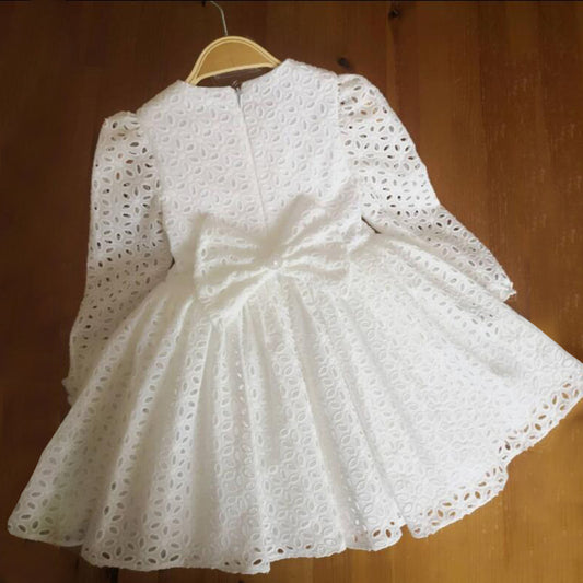 Vestido Infantil Largo de Encaje Princesa con Manga Larga - Image 2