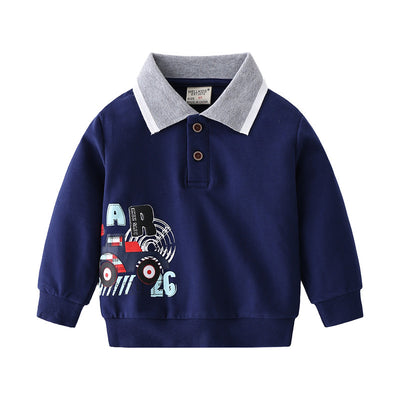 Suéter Infantil con Cuello Solapa y Estampado de Dibujos Animados - Image 5