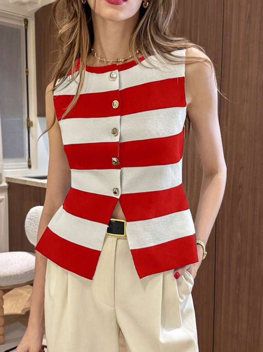 Chaleco Tejido a Rayas para Mujer - Diseño Elegante y Versátil - Image 8