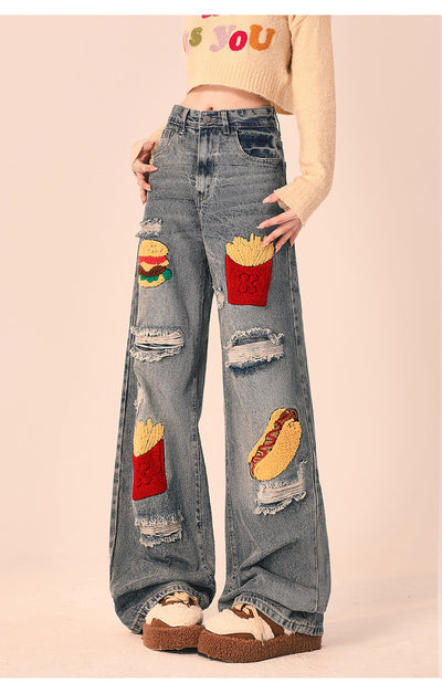 Pantalones Vaqueros Rotos Oversized de Pierna Recta Ancha para Mujer - Image 10