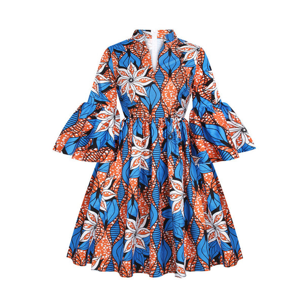 Vestido Otoñal para Mujer con Mangas Volantes Tres Cuartos e Impresión Digital - Image 3