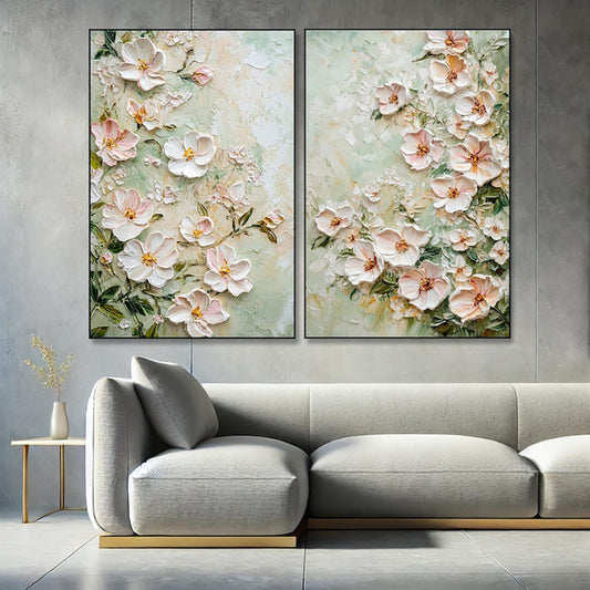 Cuadro Abstracto Flores 3D Texturizado - Arte Moderno Decorativo para Pared