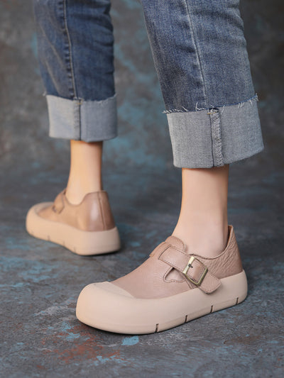 Zapatos Planos de Cuero Artesanal con Hebilla y Velcro para Mujer - Image 7