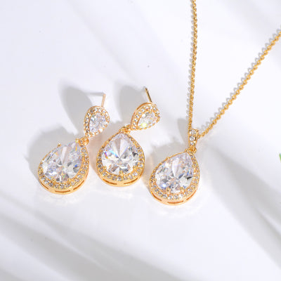 Conjunto de Collar y Aretes de Circonita Brillante para Novia - Joyería Elegante y Minimalista - Image 3