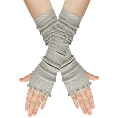Guantes Largos Cálidos con Diseño de Hoja de Loto en Color Sólido - Image 10