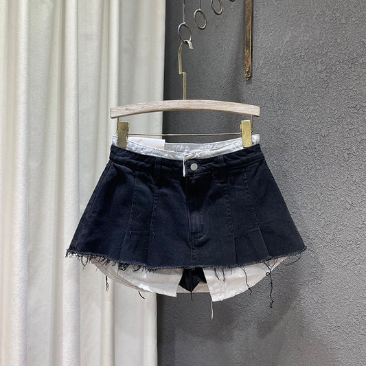 Falda A-Line Patchwork Irregular con Doble Efecto