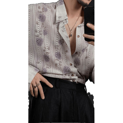 Camisa Manga Larga Floral Calada para Hombre - Image 5