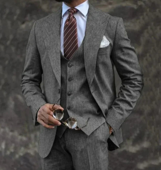 Traje Ejecutivo Tres Piezas Rosa Claro para Hombre - Estilo Europeo y Americano - Image 4