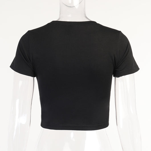 Blusa Corta Crop Top de Cintura Alta con Manga Corta - Image 13