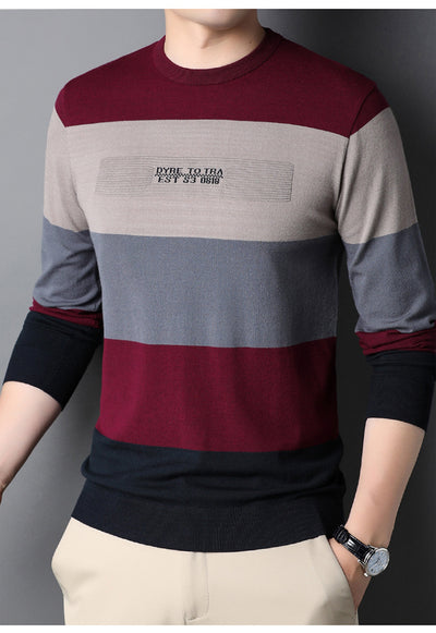 Suéter Cuello Redondo a Rayas para Hombre - Image 10