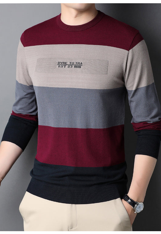 Suéter Cuello Redondo a Rayas para Hombre - Image 10