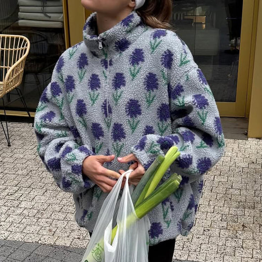 Sudadera con Capucha y Cierre Medio de Felpa Jacquard