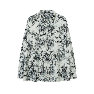 Camisa Suelta Estampado Bosque de Bambú para Hombre - Image 5
