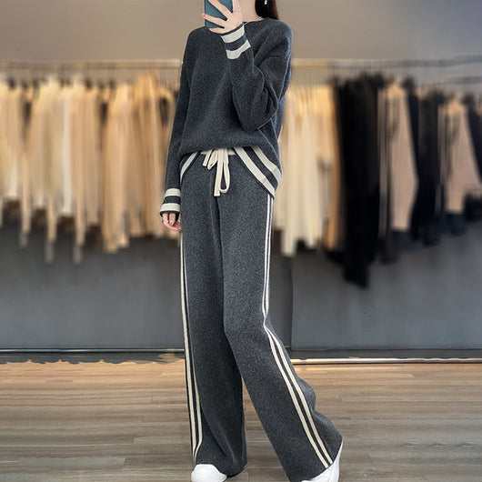 Conjunto de Pantalón Ancho y Suéter Tejido en Lana - Estilo Casual Relajado - Image 8