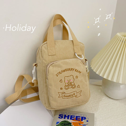Bolso de Hombro Corduroy Soft Girl - Diseño Adorable y Funcional - Image 3