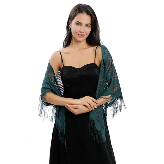 Vestido de Noche con Capa de Encaje y Escote Triangular - Image 44